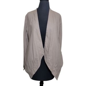 DKNY Jeans tan linen cotton blend open front blazer Smsmall asymmetrical jacket